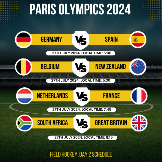 Day 2 schedule hockey Olympics 2024